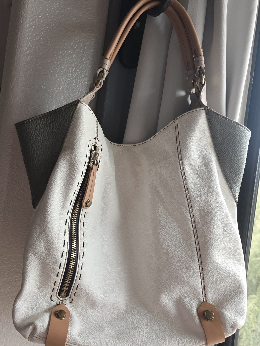 orYANY White, Taupe and Tan Leather Shoulder Bag